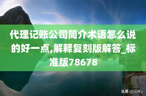 代理记账公司简介术语怎么说的好一点,解释复刻版解答_标准版78678