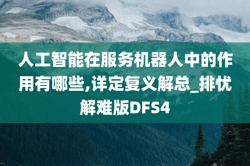 人工智能在服务机器人中的作用有哪些,详定复义解总_排忧解难版DFS4