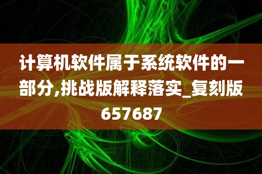 计算机软件属于系统软件的一部分,挑战版解释落实_复刻版657687