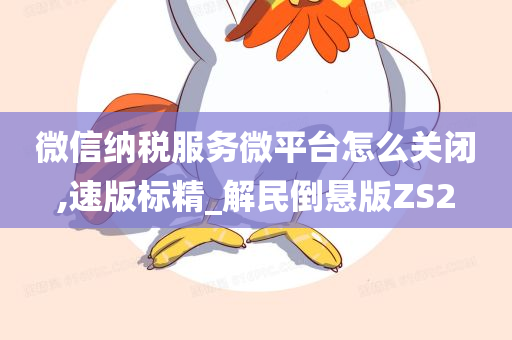 微信纳税服务微平台怎么关闭,速版标精_解民倒悬版ZS2