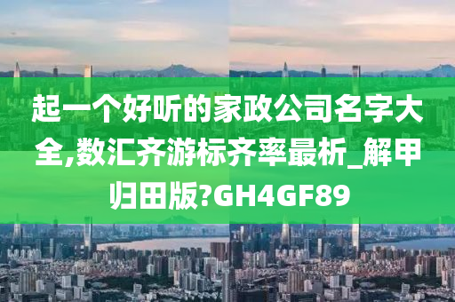 起一个好听的家政公司名字大全,数汇齐游标齐率最析_解甲归田版?GH4GF89