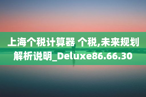 上海个税计算器 个税,未来规划解析说明_Deluxe86.66.30