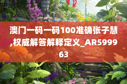 澳门一码一码100准确张子慧,权威解答解释定义_AR599963