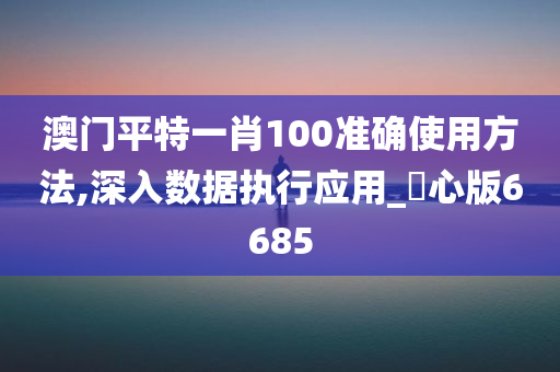 澳门平特一肖100准确使用方法,深入数据执行应用_咈心版6685