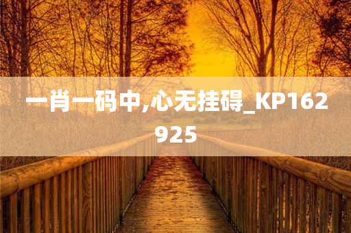 一肖一码中,心无挂碍_KP162925