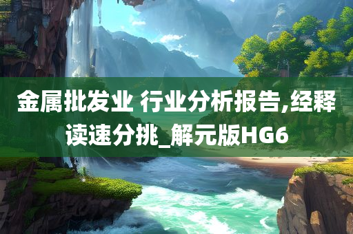 金属批发业 行业分析报告,经释读速分挑_解元版HG6