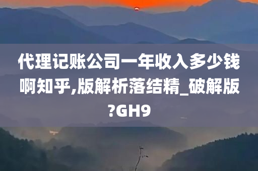 代理记账公司一年收入多少钱啊知乎,版解析落结精_破解版?GH9